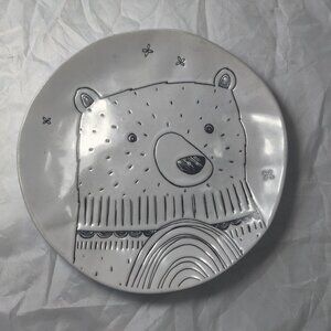 Pier 1 "Bear" Etched Dinner Plate makes any meal an adventure, Black on White